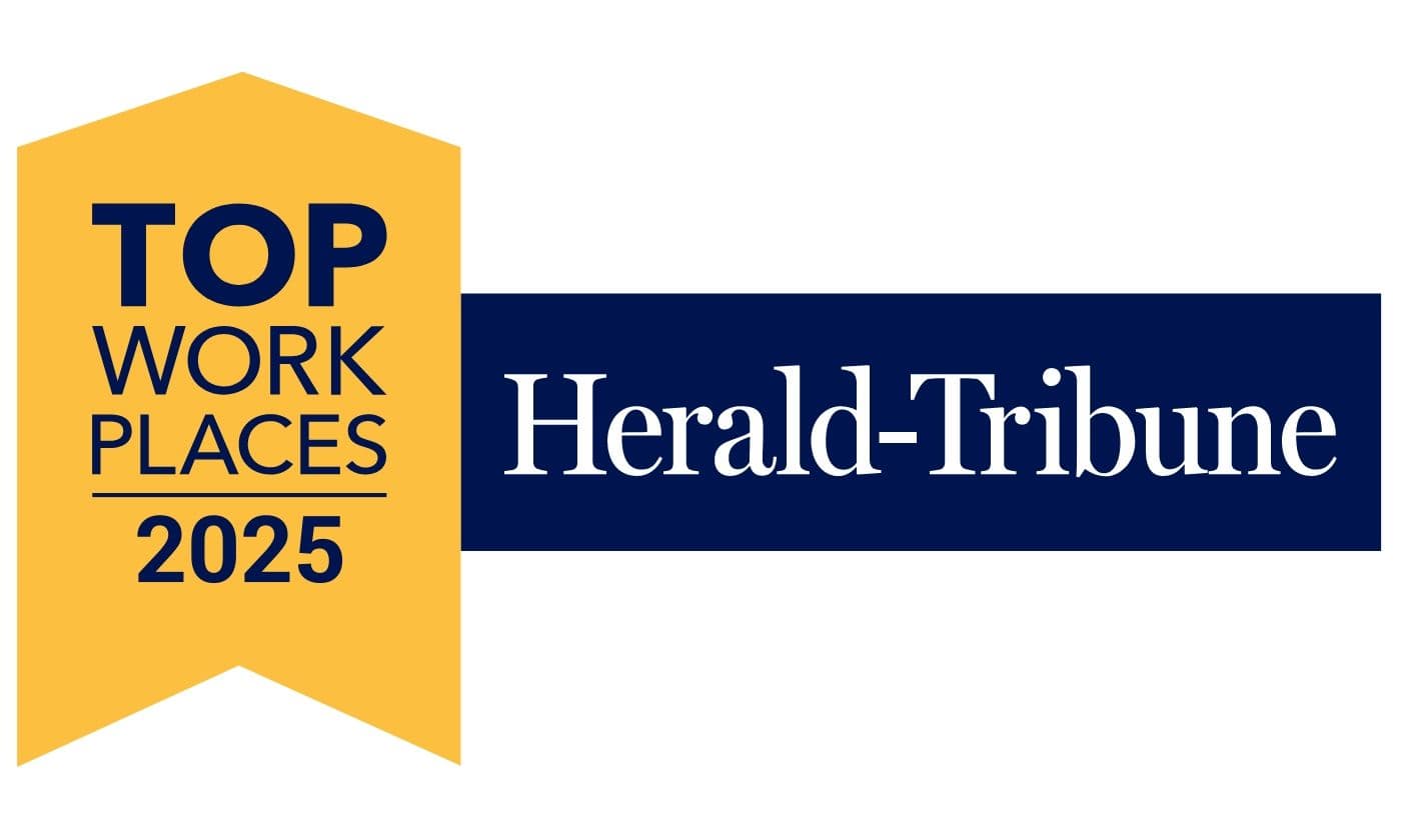 A badge for a 2025 Herald-Tribune 2025 Top Work Place.
